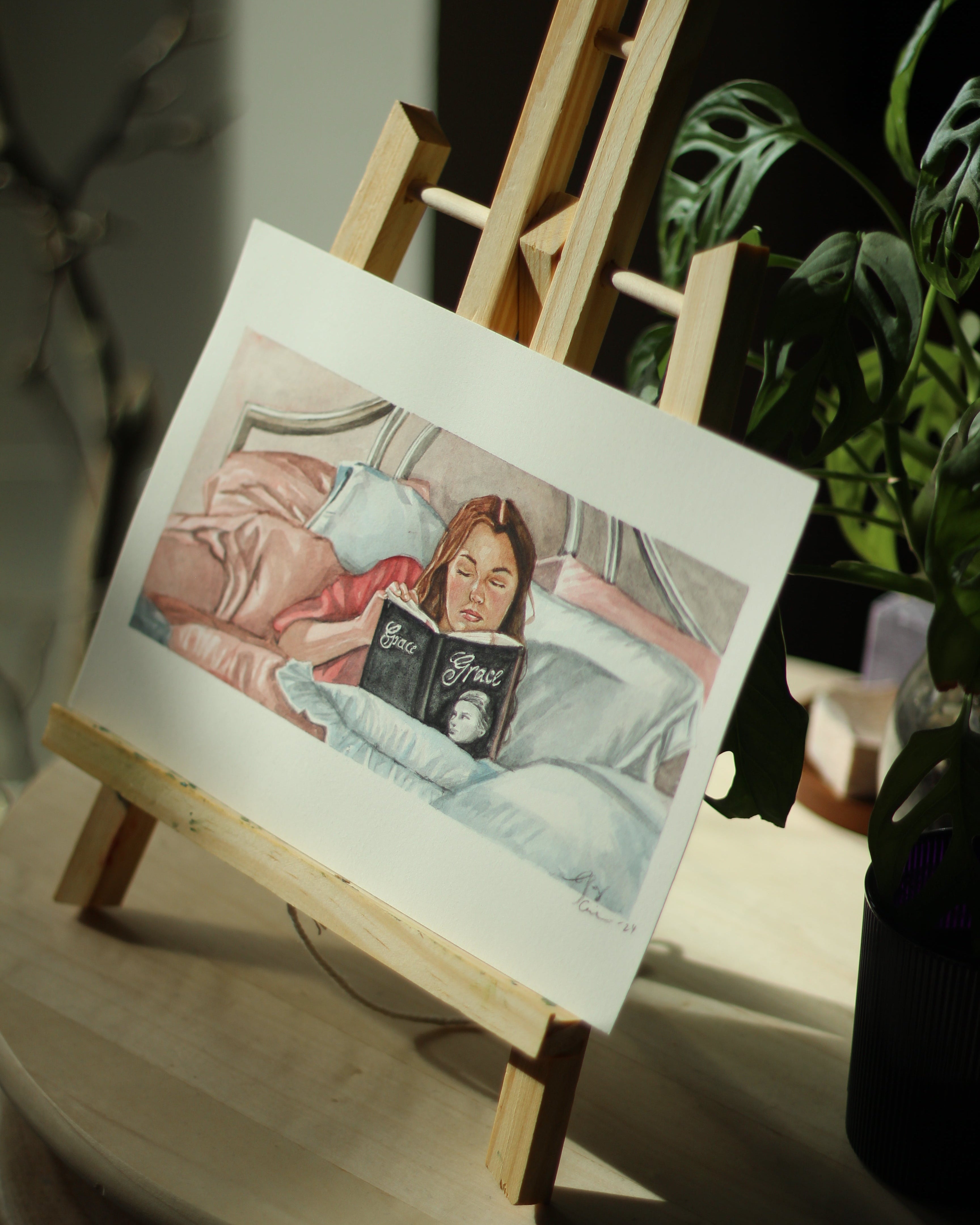 Woman With A Book | WATERCOLOR